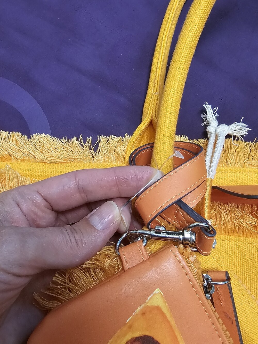 Brand New Rae Dunn "Vacay All Day" 3-Piece Orange Tote Bag Set - Picture 13 of 13